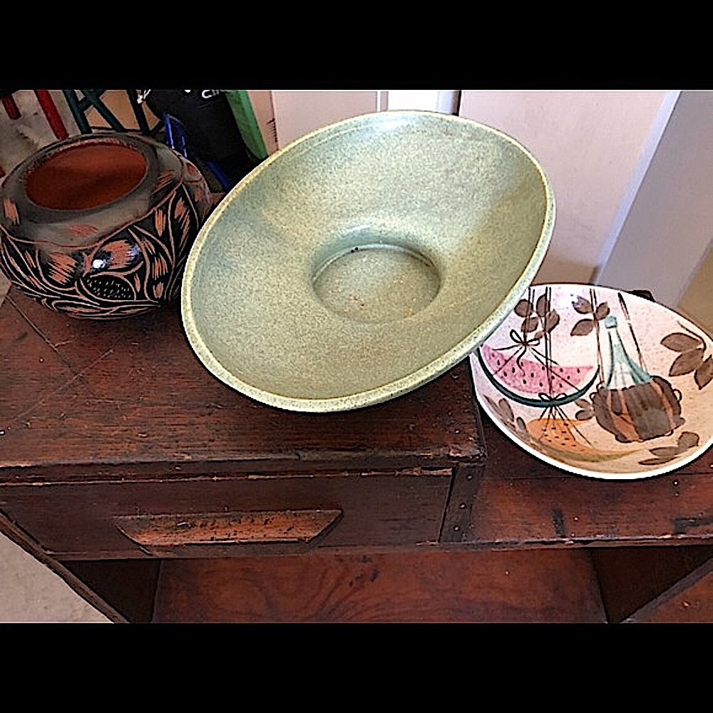 MCM Rare Sage Platter,Wine&Fruit Bowl +bonus Onyx stone watermelon &🤍magnet